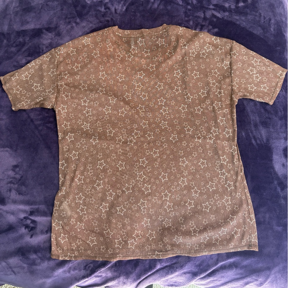 One Teaspoon x Free People Mesh Star Metallic Tee M oversized relaxed brown